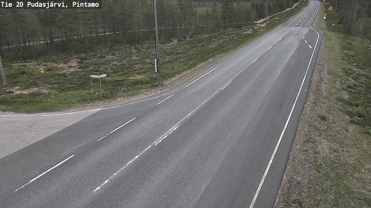 Weather Camera Image Väg 20 Pudasjärvi, Pintamo, Pudasjärvi, Pohjois-Pohjanmaa
