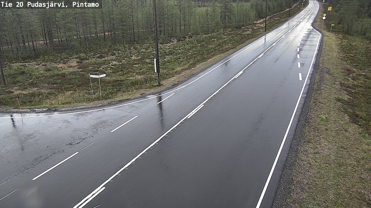 Weather Camera Image Road 20 Pudasjärvi, Pintamo, Pudasjärvi, Pohjois-Pohjanmaa