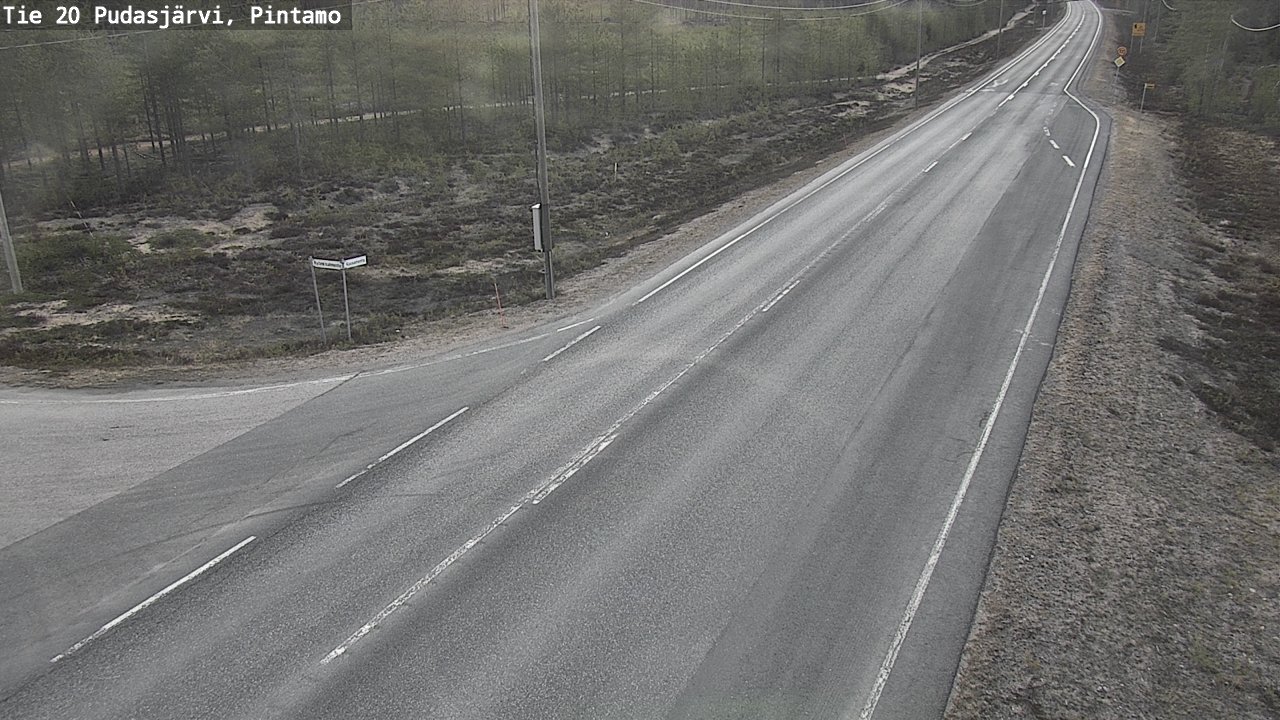 Weather Camera Image Road 20 Pudasjärvi, Pintamo, Pudasjärvi, Pohjois-Pohjanmaa