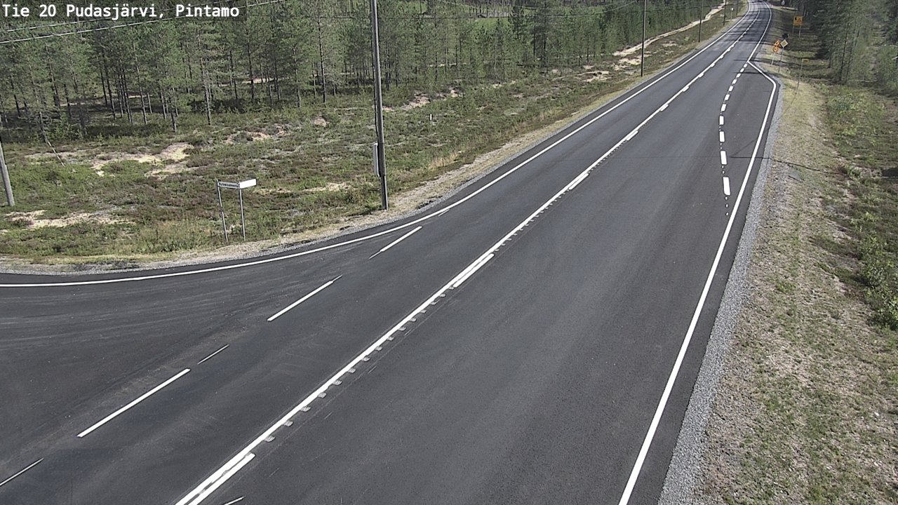 Weather Camera Image Road 20 Pudasjärvi, Pintamo, Pudasjärvi, Pohjois-Pohjanmaa
