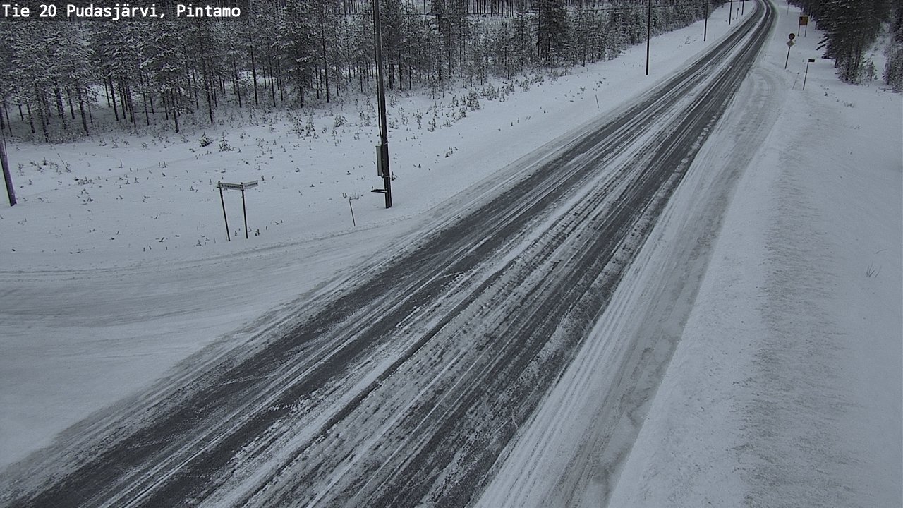 Weather Camera Image Road 20 Pudasjärvi, Pintamo, Pudasjärvi, Pohjois-Pohjanmaa