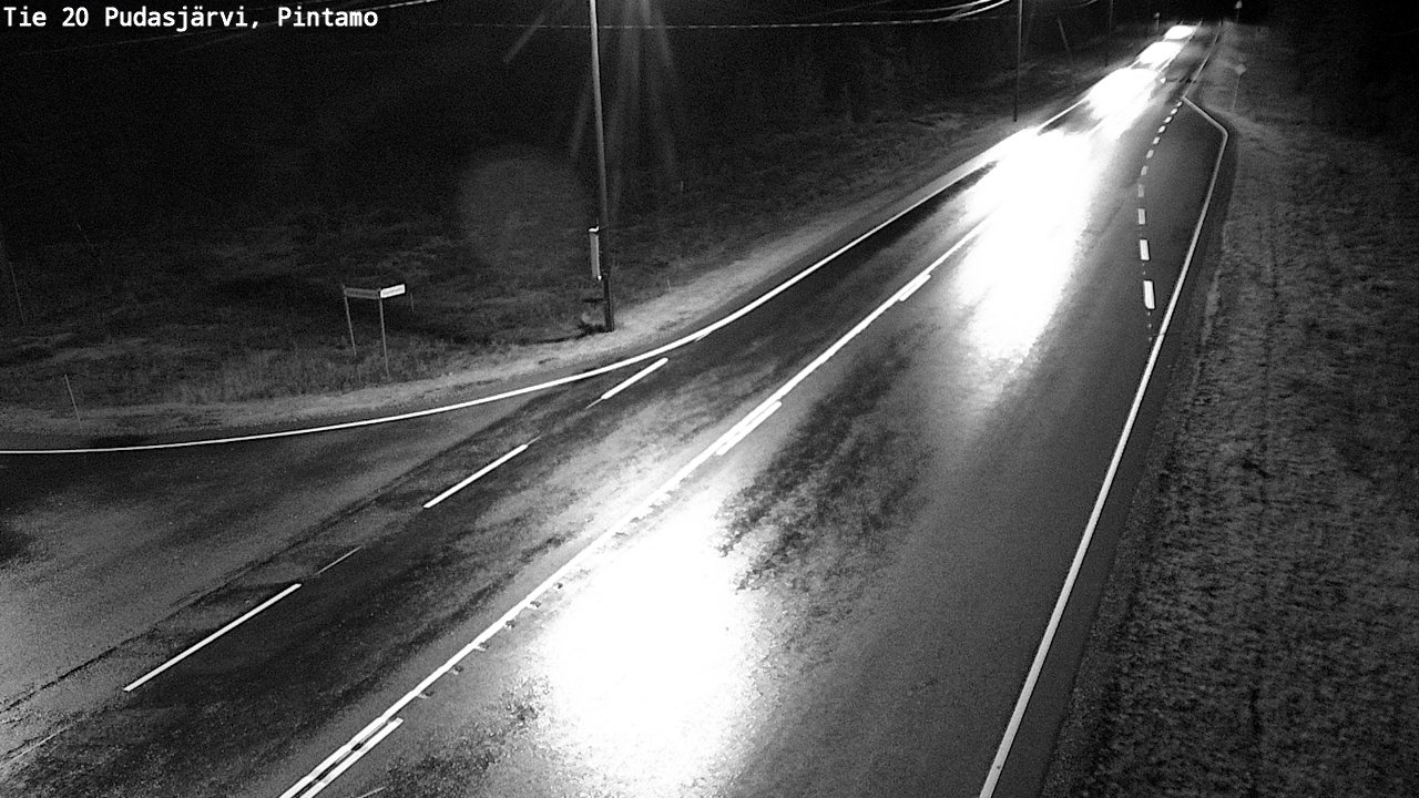 Weather Camera Image Road 20 Pudasjärvi, Pintamo, Pudasjärvi, Pohjois-Pohjanmaa