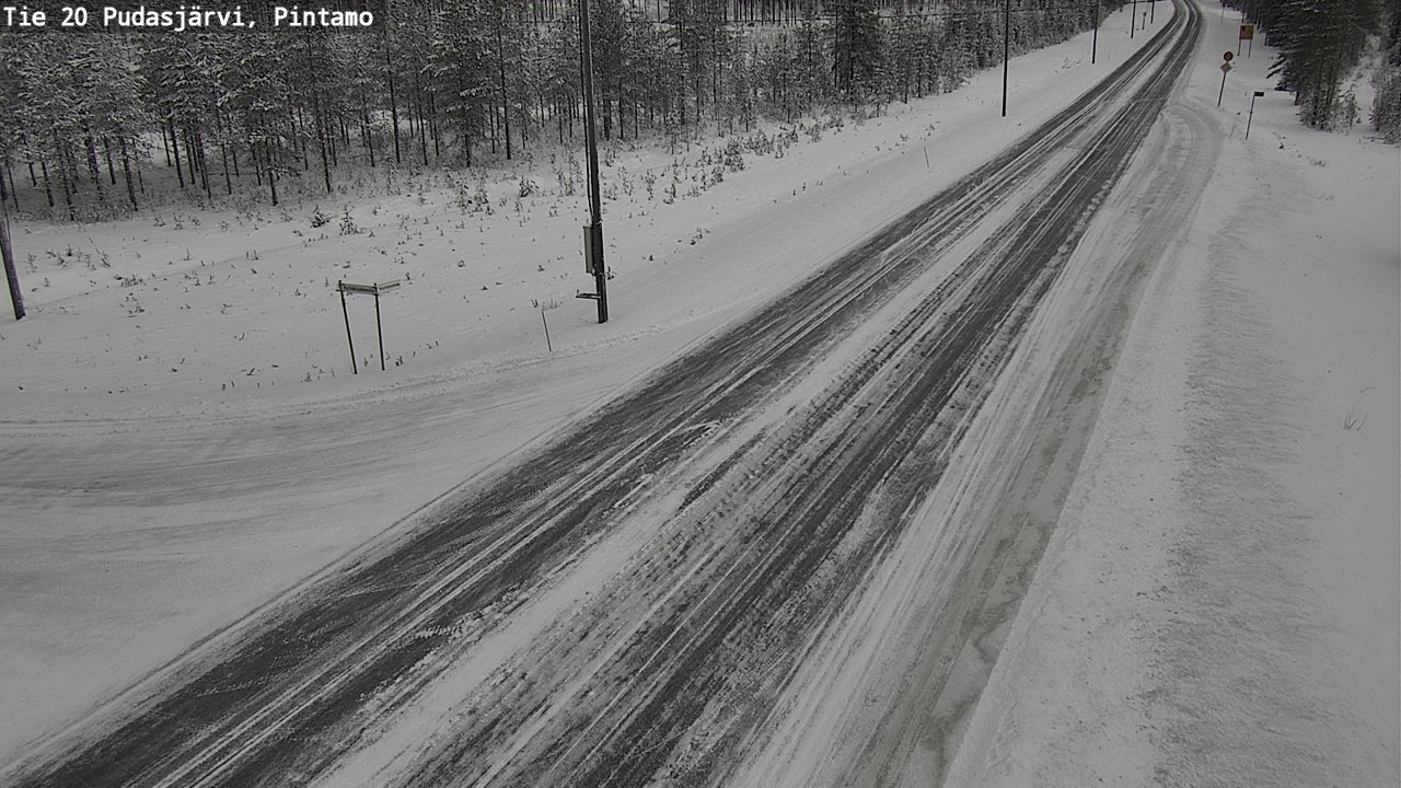 Weather Camera Image Road 20 Pudasjärvi, Pintamo, Pudasjärvi, Pohjois-Pohjanmaa