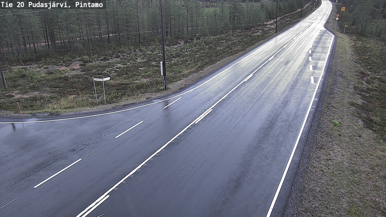 Weather Camera Image Road 20 Pudasjärvi, Pintamo, Pudasjärvi, Pohjois-Pohjanmaa
