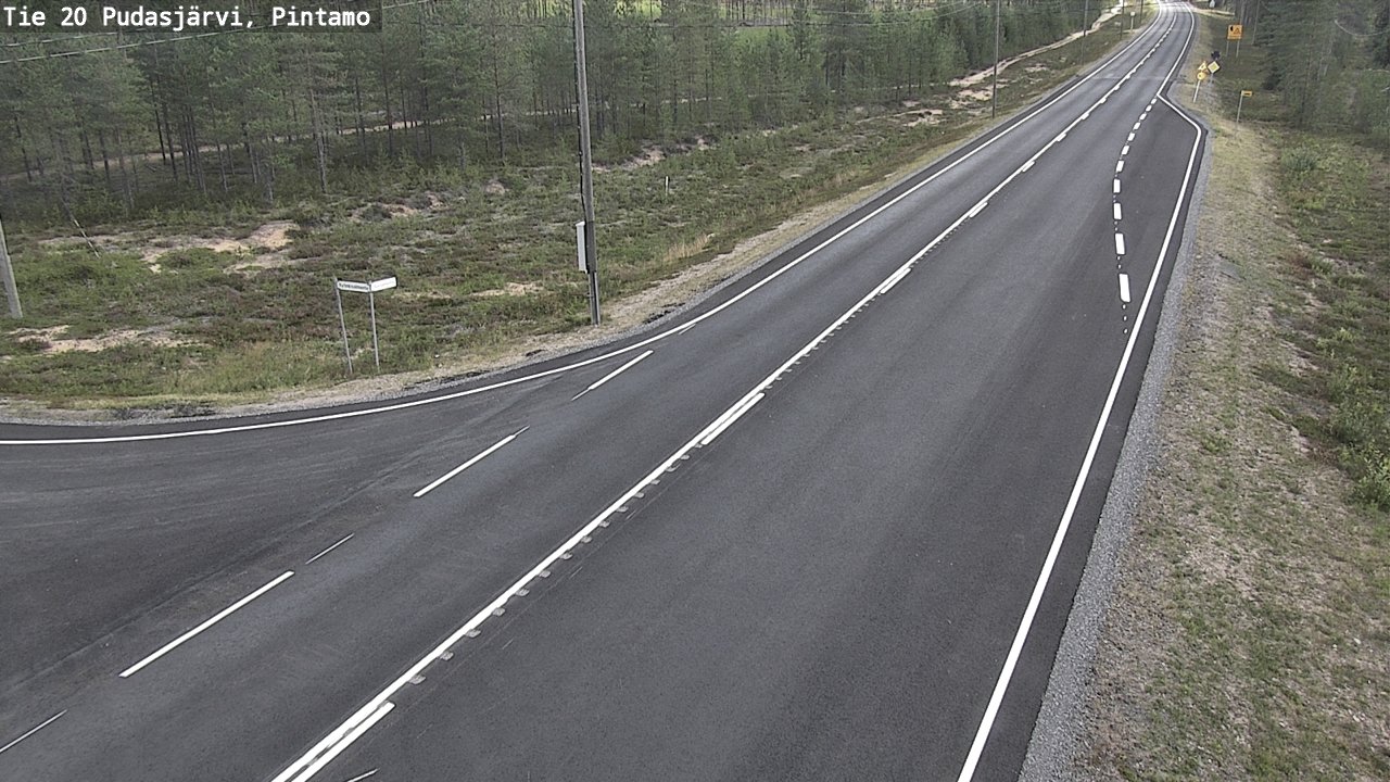 Weather Camera Image Road 20 Pudasjärvi, Pintamo, Pudasjärvi, Pohjois-Pohjanmaa