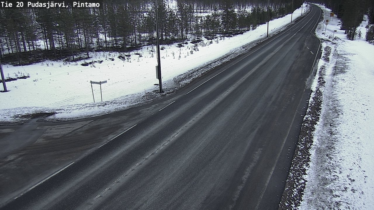 Weather Camera Image Road 20 Pudasjärvi, Pintamo, Pudasjärvi, Pohjois-Pohjanmaa