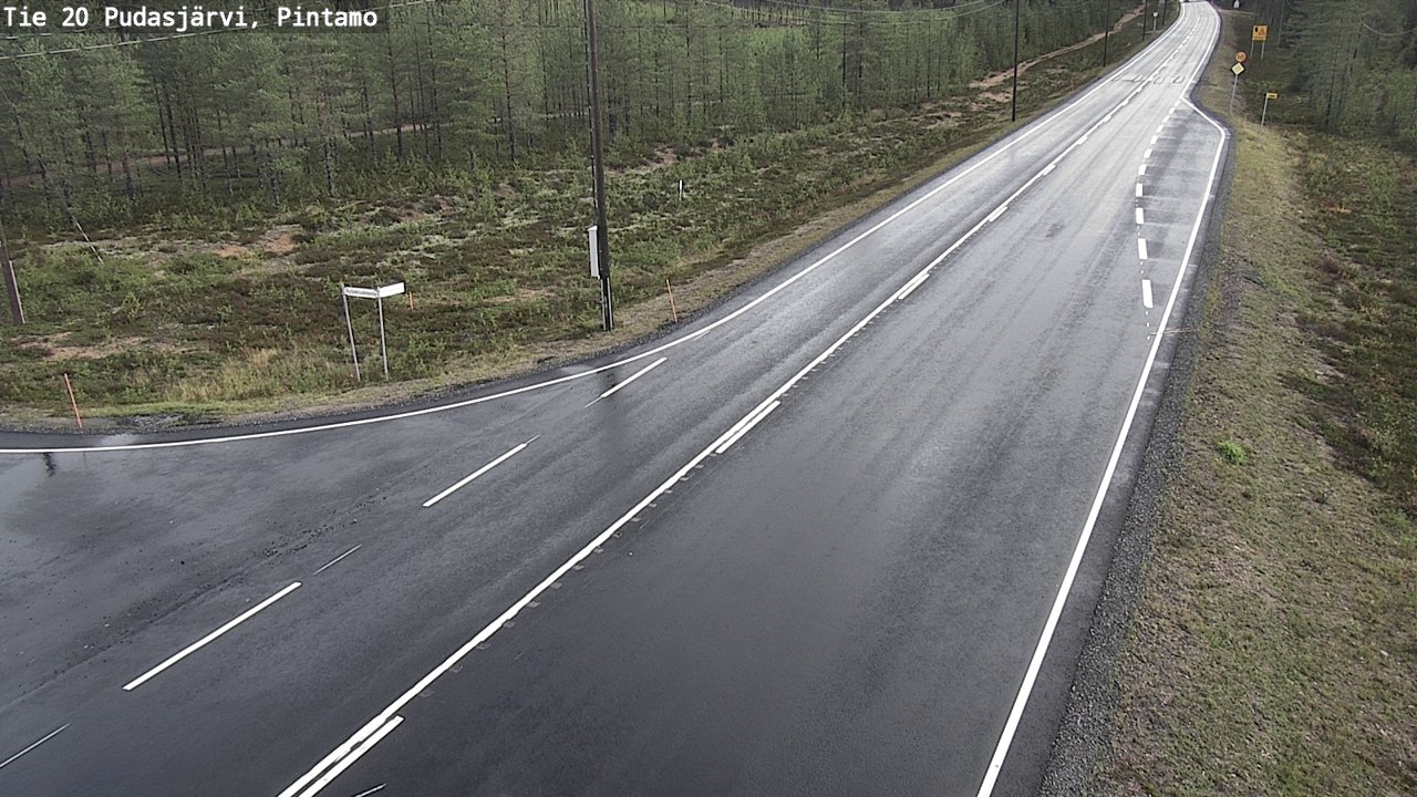 Weather Camera Image Road 20 Pudasjärvi, Pintamo, Pudasjärvi, Pohjois-Pohjanmaa