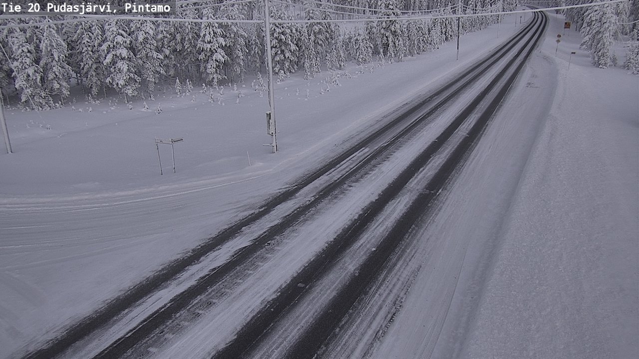 Weather Camera Image Road 20 Pudasjärvi, Pintamo, Pudasjärvi, Pohjois-Pohjanmaa