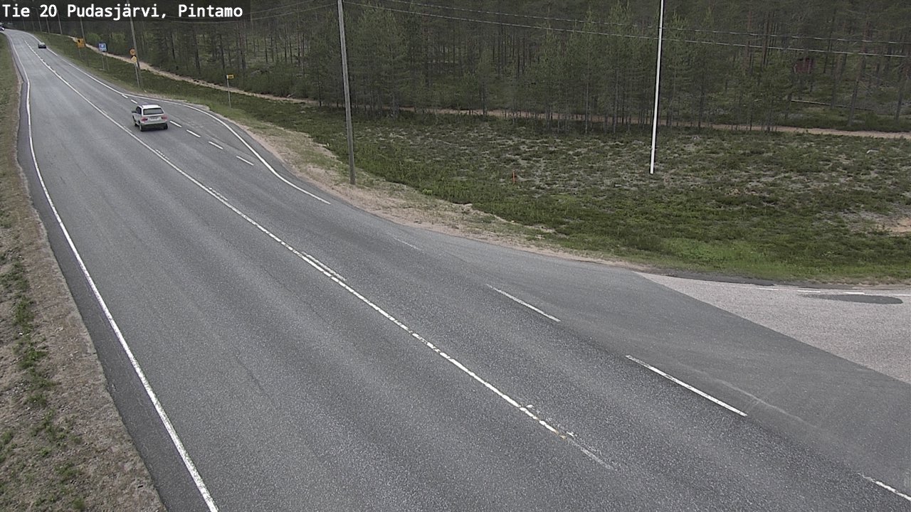 Weather Camera Image Road 20 Pudasjärvi, Pintamo, Pudasjärvi, Pohjois-Pohjanmaa