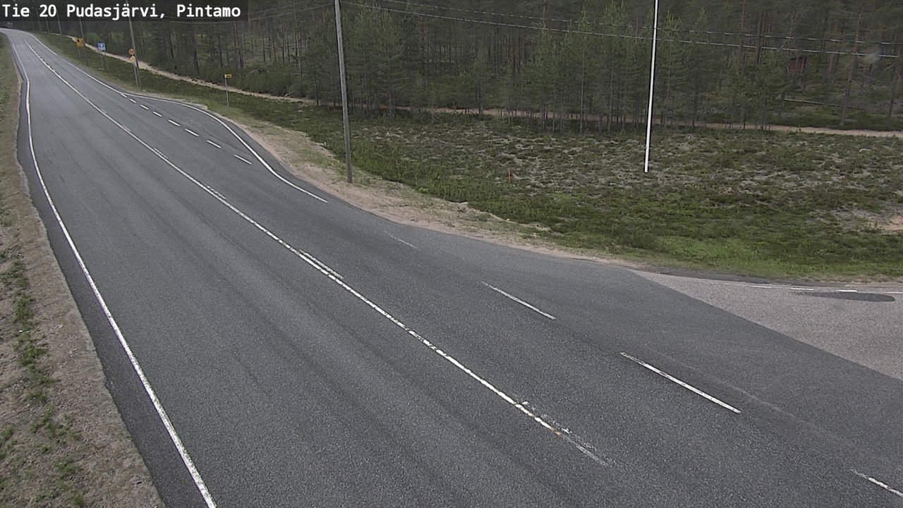 Weather Camera Image Road 20 Pudasjärvi, Pintamo, Pudasjärvi, Pohjois-Pohjanmaa