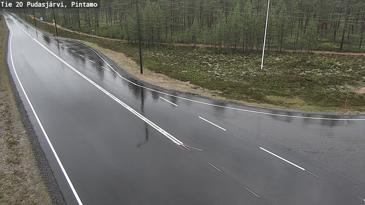 Weather Camera Image Road 20 Pudasjärvi, Pintamo, Pudasjärvi, Pohjois-Pohjanmaa