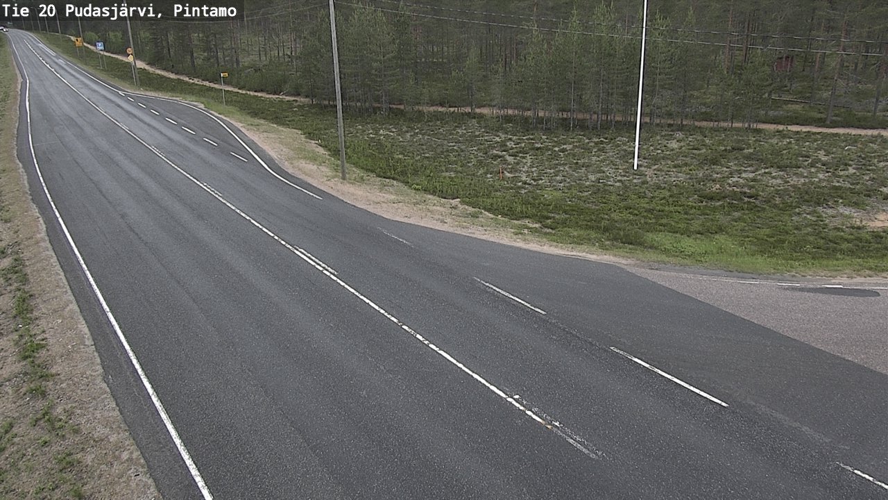 Weather Camera Image Road 20 Pudasjärvi, Pintamo, Pudasjärvi, Pohjois-Pohjanmaa