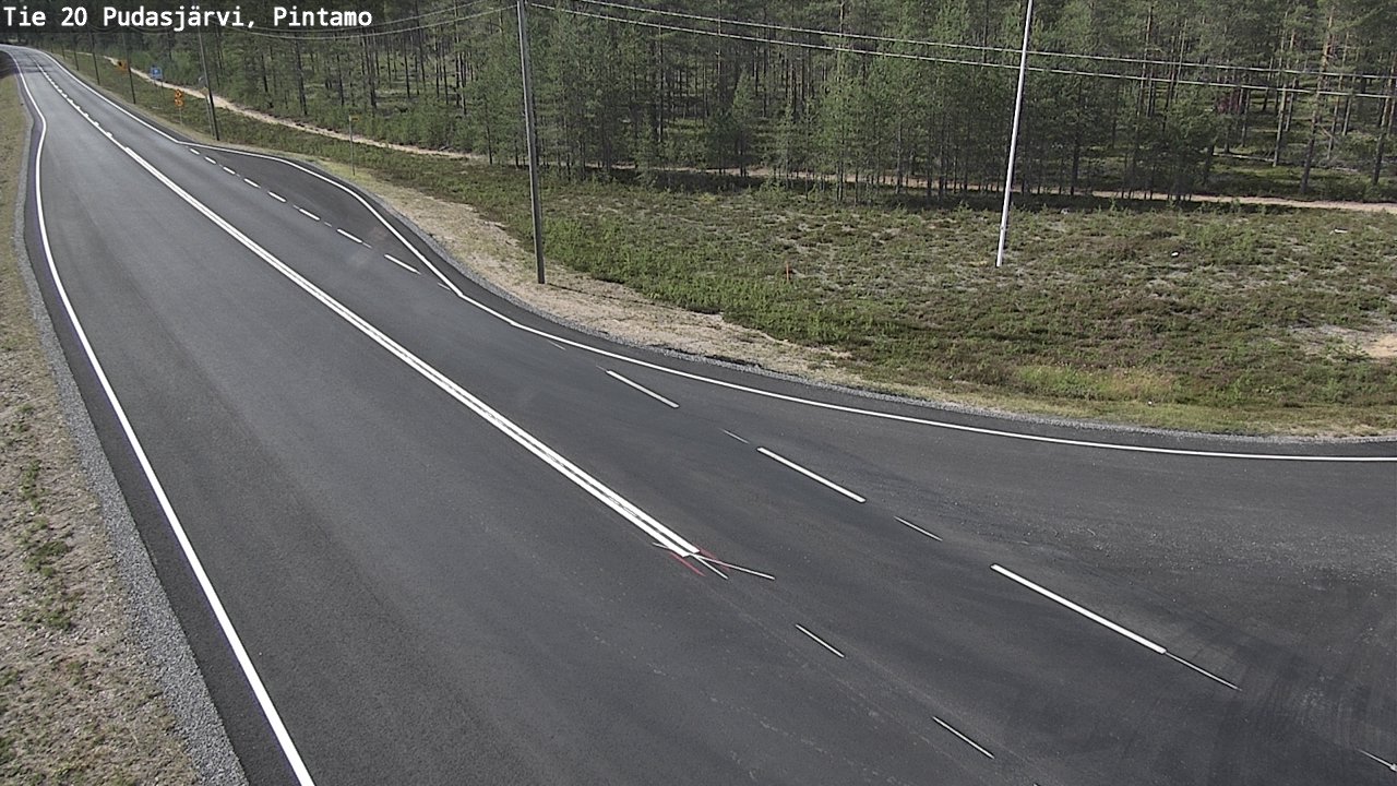 Weather Camera Image Road 20 Pudasjärvi, Pintamo, Pudasjärvi, Pohjois-Pohjanmaa