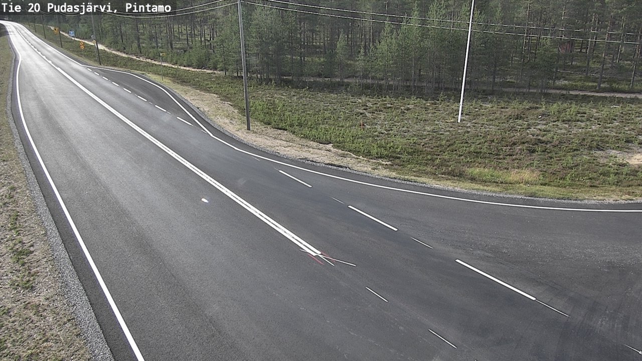 Weather Camera Image Road 20 Pudasjärvi, Pintamo, Pudasjärvi, Pohjois-Pohjanmaa