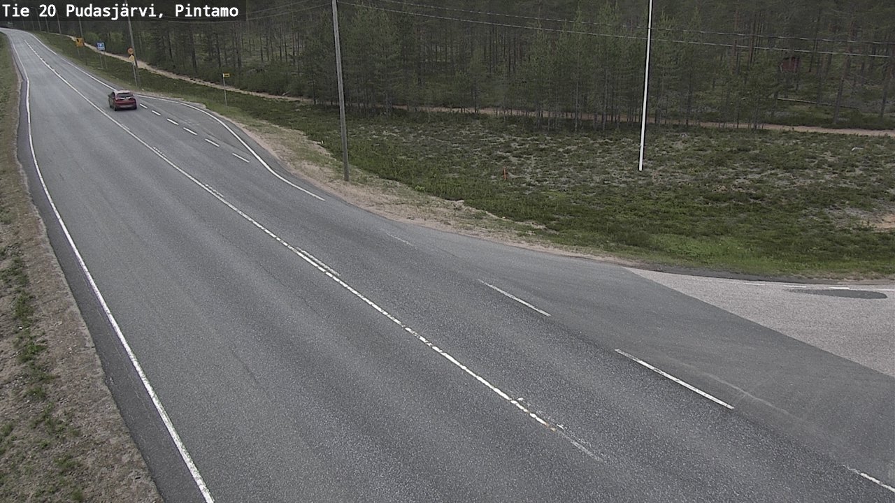 Weather Camera Image Road 20 Pudasjärvi, Pintamo, Pudasjärvi, Pohjois-Pohjanmaa