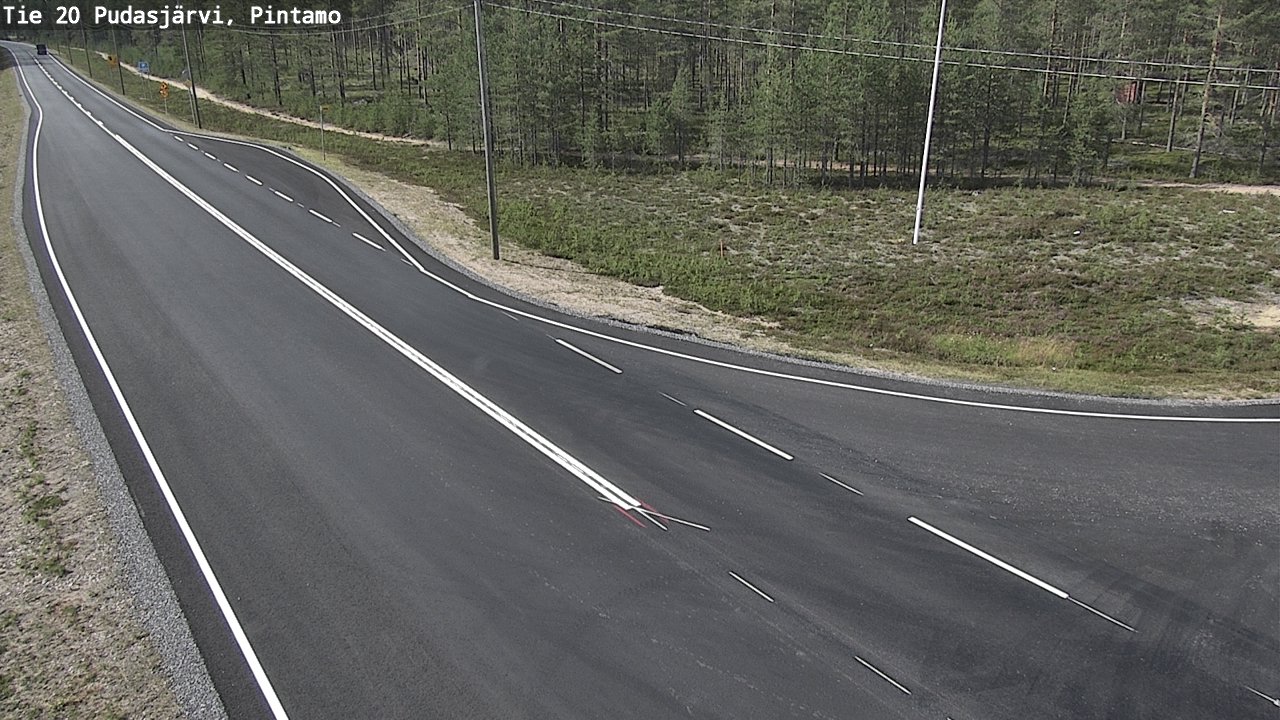Weather Camera Image Road 20 Pudasjärvi, Pintamo, Pudasjärvi, Pohjois-Pohjanmaa