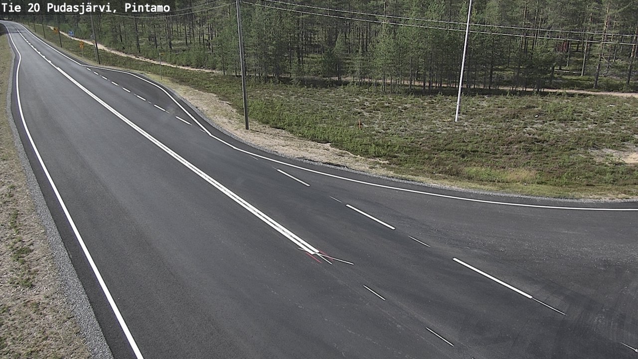 Weather Camera Image Road 20 Pudasjärvi, Pintamo, Pudasjärvi, Pohjois-Pohjanmaa