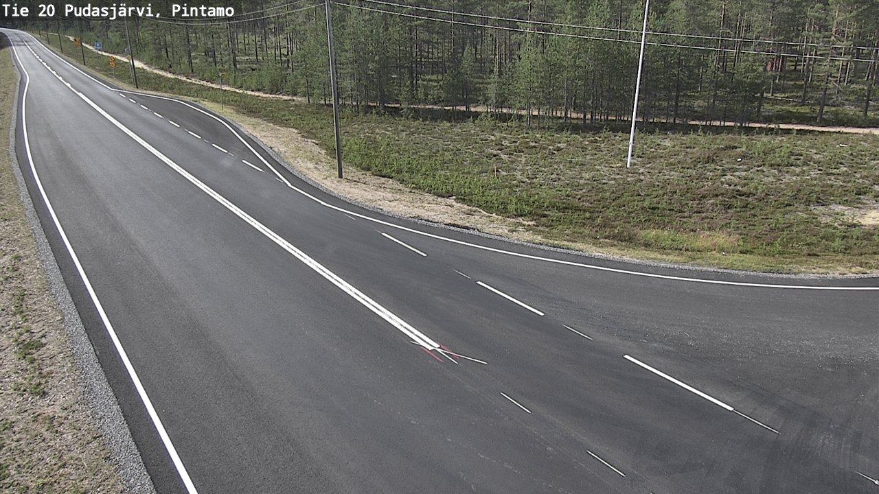 Weather Camera Image Road 20 Pudasjärvi, Pintamo, Pudasjärvi, Pohjois-Pohjanmaa