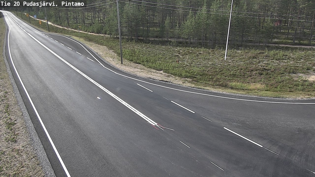 Weather Camera Image Road 20 Pudasjärvi, Pintamo, Pudasjärvi, Pohjois-Pohjanmaa