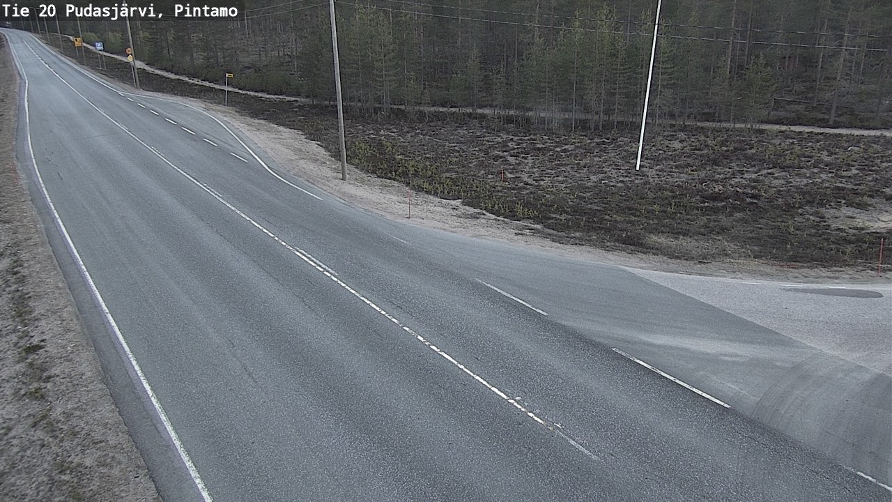 Weather Camera Image Road 20 Pudasjärvi, Pintamo, Pudasjärvi, Pohjois-Pohjanmaa