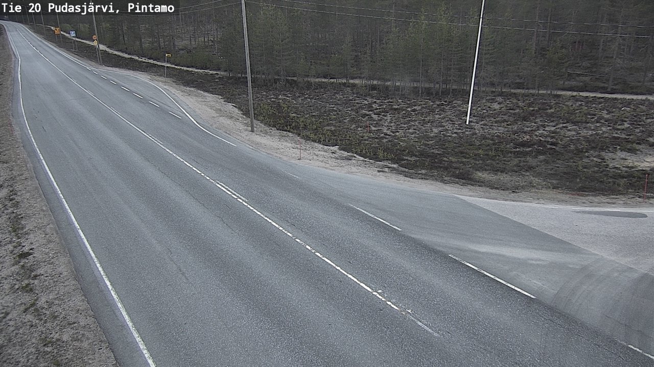 Weather Camera Image Road 20 Pudasjärvi, Pintamo, Pudasjärvi, Pohjois-Pohjanmaa