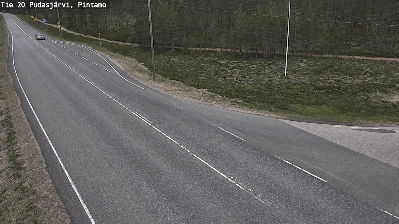 Weather Camera Image Road 20 Pudasjärvi, Pintamo, Pudasjärvi, Pohjois-Pohjanmaa