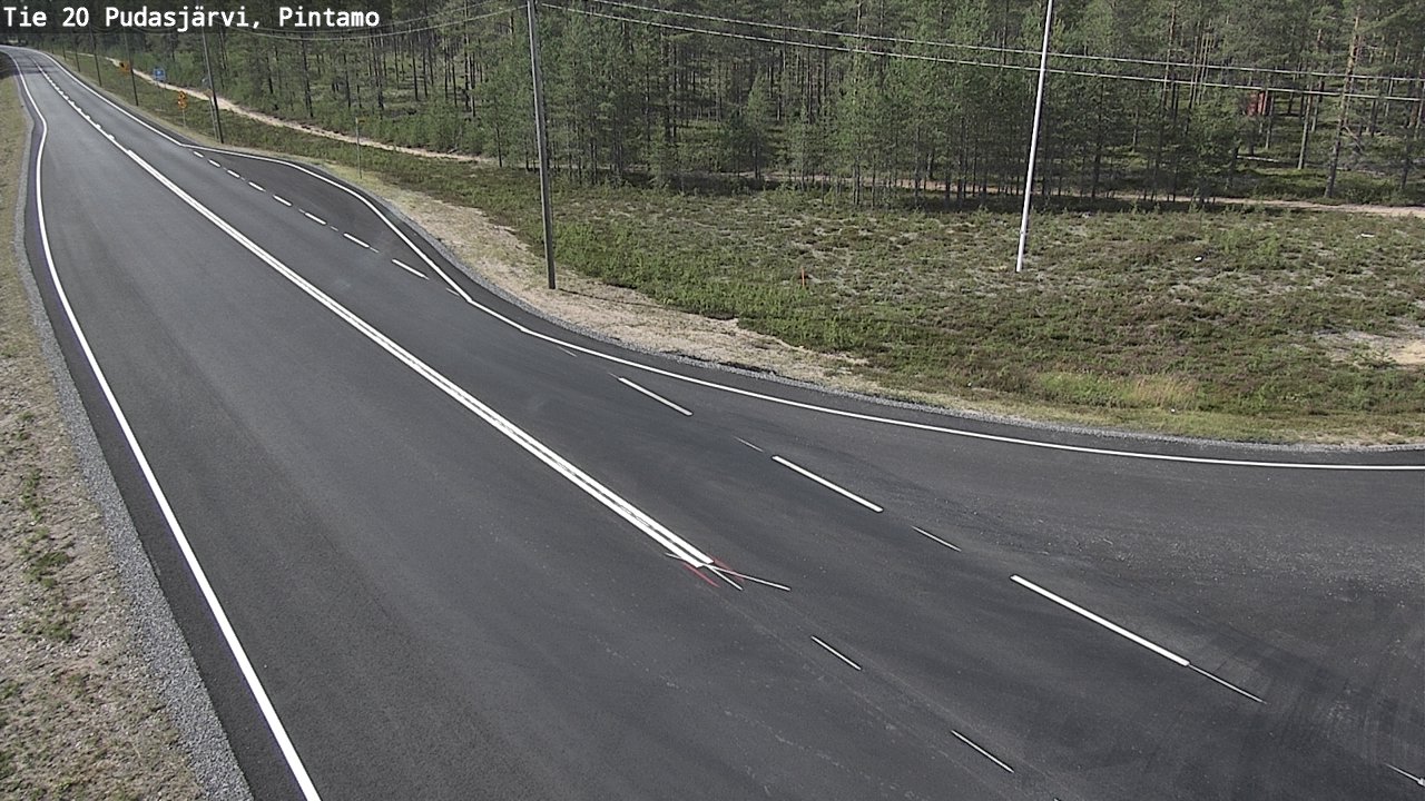 Weather Camera Image Road 20 Pudasjärvi, Pintamo, Pudasjärvi, Pohjois-Pohjanmaa