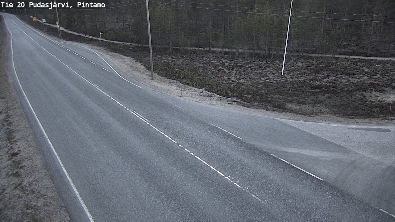 Weather Camera Image Road 20 Pudasjärvi, Pintamo, Pudasjärvi, Pohjois-Pohjanmaa