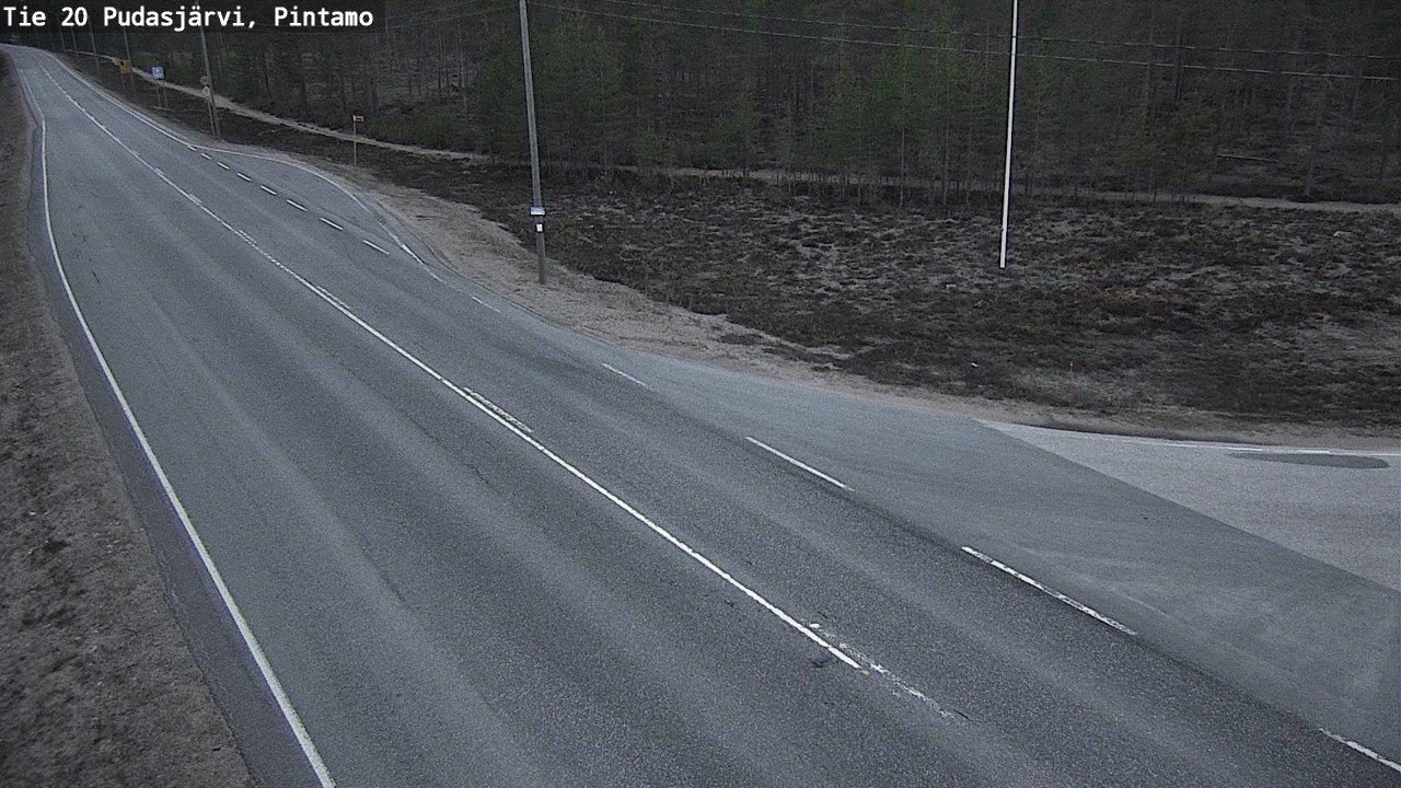 Weather Camera Image Road 20 Pudasjärvi, Pintamo, Pudasjärvi, Pohjois-Pohjanmaa