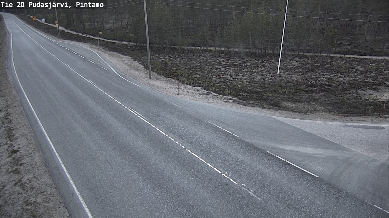 Weather Camera Image Road 20 Pudasjärvi, Pintamo, Pudasjärvi, Pohjois-Pohjanmaa