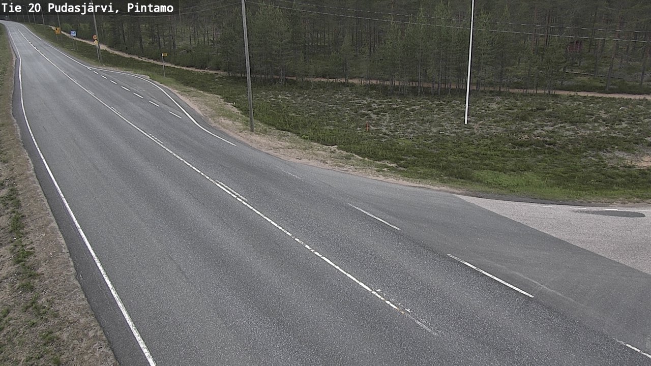 Weather Camera Image Road 20 Pudasjärvi, Pintamo, Pudasjärvi, Pohjois-Pohjanmaa