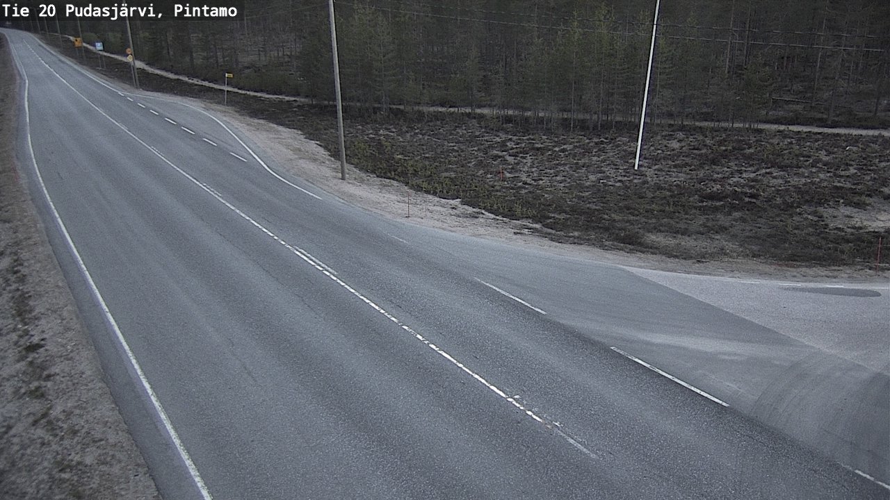 Weather Camera Image Road 20 Pudasjärvi, Pintamo, Pudasjärvi, Pohjois-Pohjanmaa
