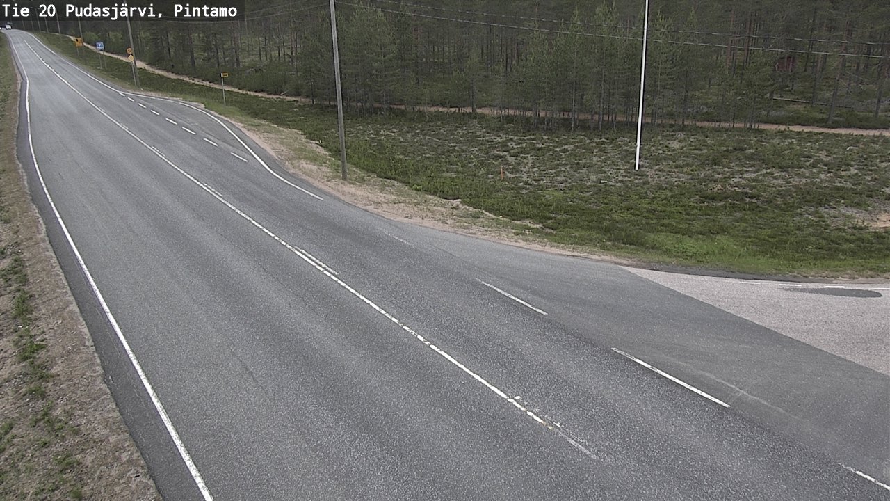 Weather Camera Image Road 20 Pudasjärvi, Pintamo, Pudasjärvi, Pohjois-Pohjanmaa