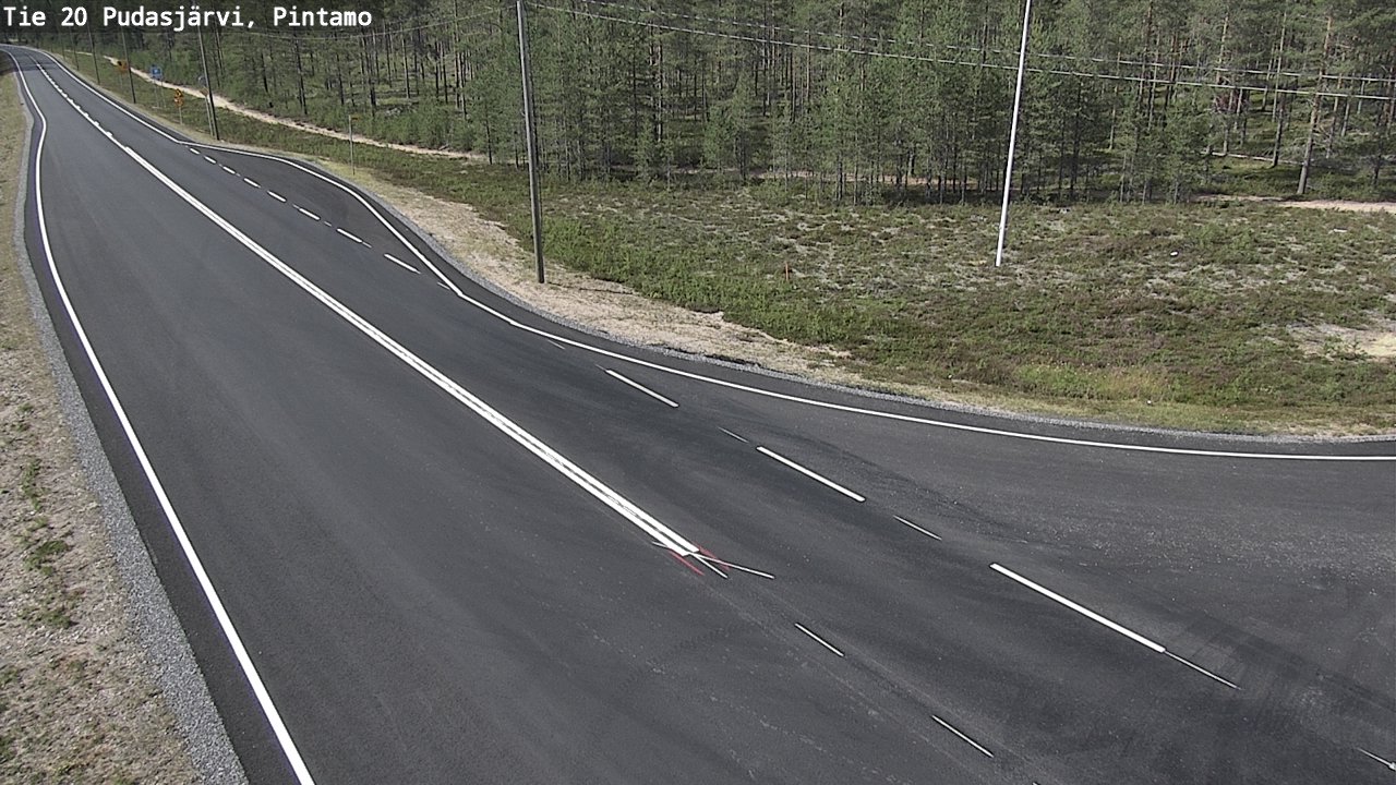 Weather Camera Image Road 20 Pudasjärvi, Pintamo, Pudasjärvi, Pohjois-Pohjanmaa