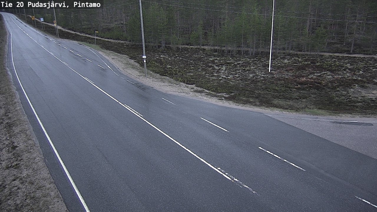 Weather Camera Image Road 20 Pudasjärvi, Pintamo, Pudasjärvi, Pohjois-Pohjanmaa