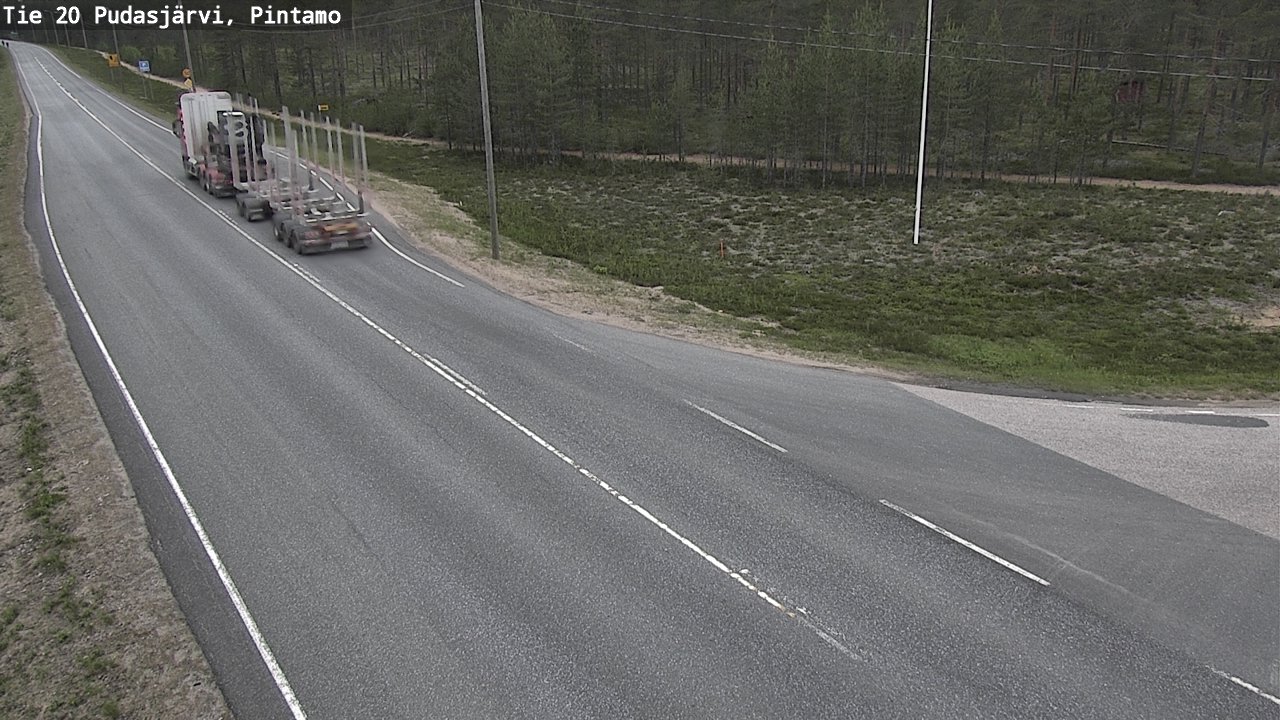 Weather Camera Image Road 20 Pudasjärvi, Pintamo, Pudasjärvi, Pohjois-Pohjanmaa