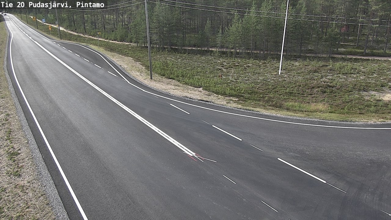 Weather Camera Image Road 20 Pudasjärvi, Pintamo, Pudasjärvi, Pohjois-Pohjanmaa