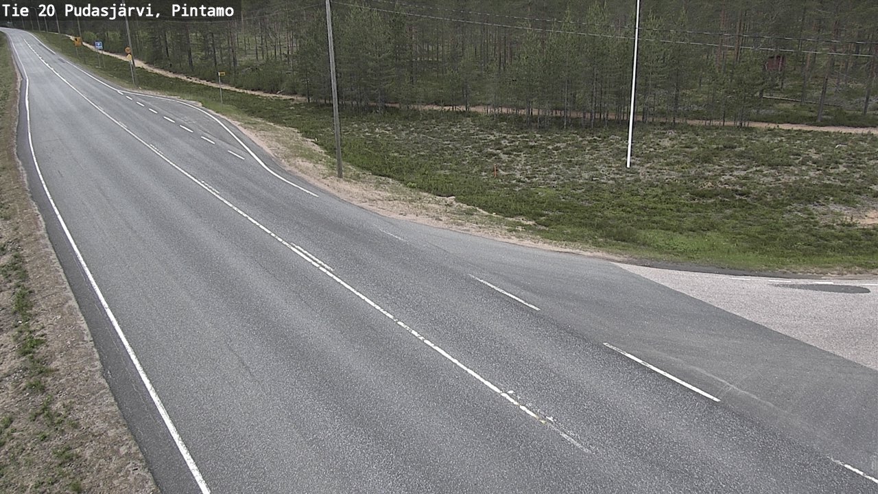 Weather Camera Image Road 20 Pudasjärvi, Pintamo, Pudasjärvi, Pohjois-Pohjanmaa