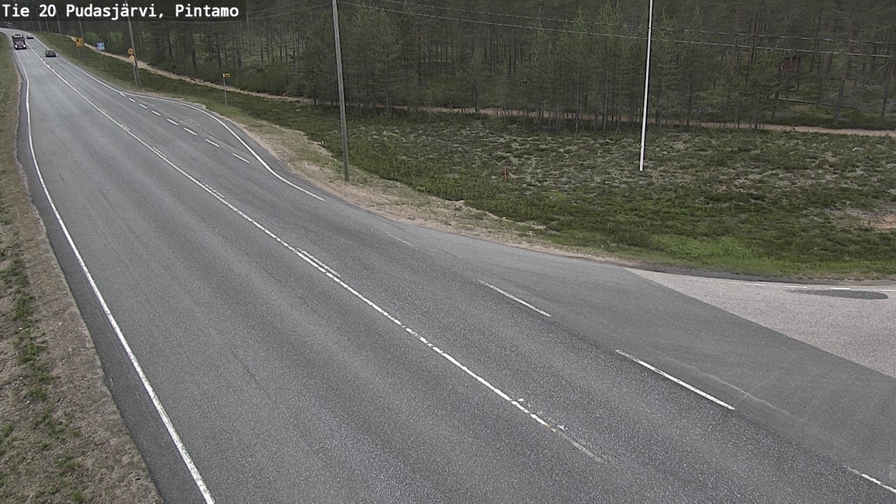 Weather Camera Image Road 20 Pudasjärvi, Pintamo, Pudasjärvi, Pohjois-Pohjanmaa