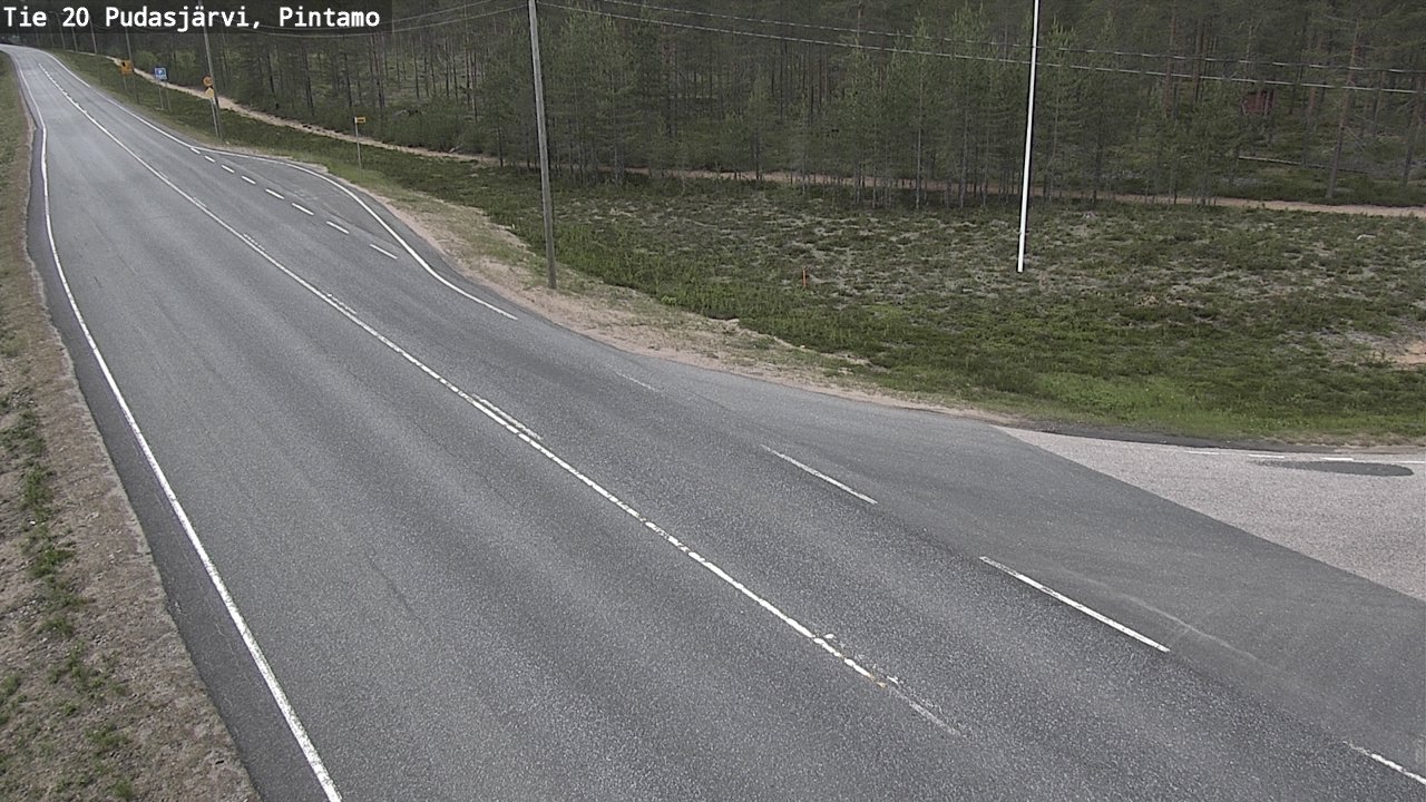 Weather Camera Image Road 20 Pudasjärvi, Pintamo, Pudasjärvi, Pohjois-Pohjanmaa