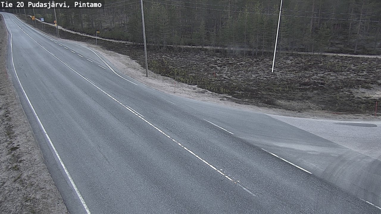 Weather Camera Image Road 20 Pudasjärvi, Pintamo, Pudasjärvi, Pohjois-Pohjanmaa