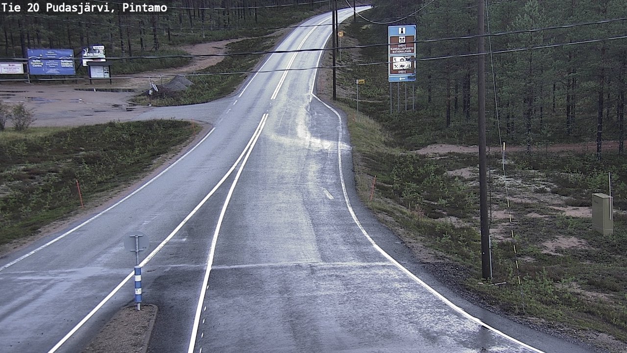 Weather Camera Image Road 20 Pudasjärvi, Pintamo, Pudasjärvi, Pohjois-Pohjanmaa