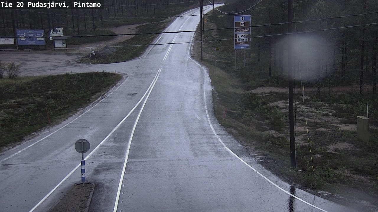 Weather Camera Image Road 20 Pudasjärvi, Pintamo, Pudasjärvi, Pohjois-Pohjanmaa