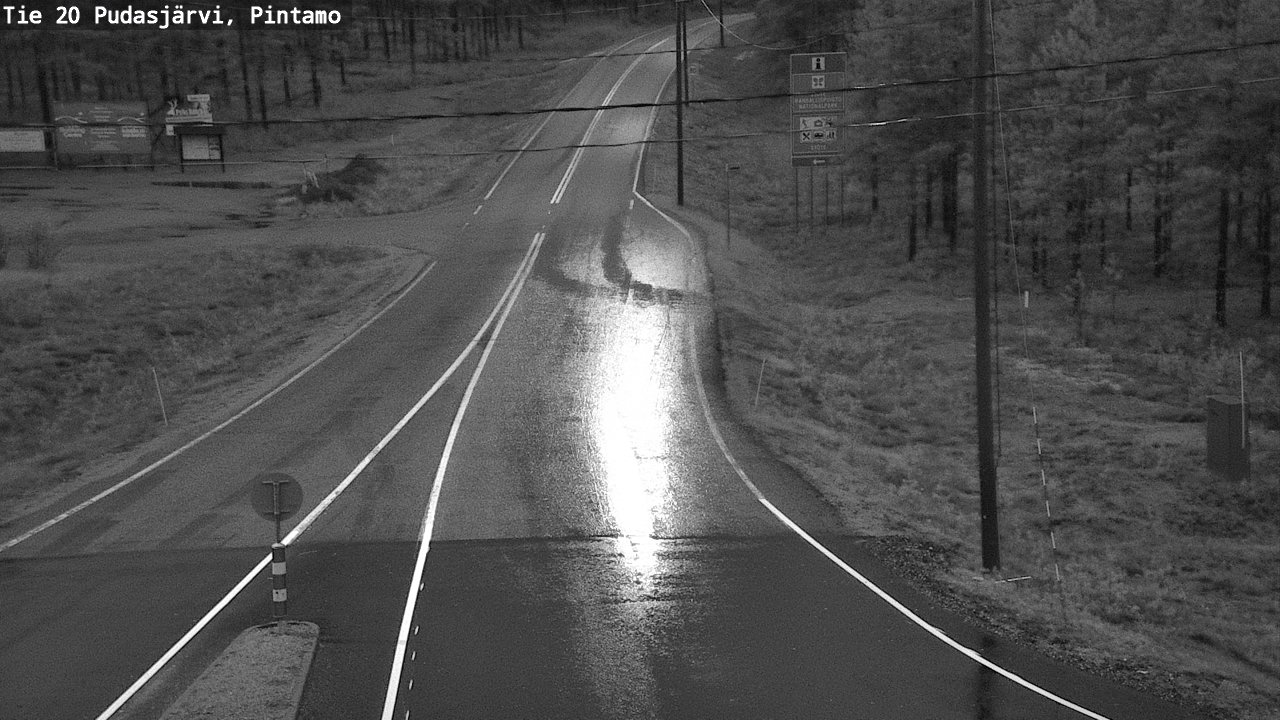Weather Camera Image Road 20 Pudasjärvi, Pintamo, Pudasjärvi, Pohjois-Pohjanmaa
