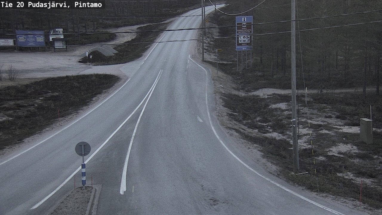 Weather Camera Image Väg 20 Pudasjärvi, Pintamo, Pudasjärvi, Pohjois-Pohjanmaa