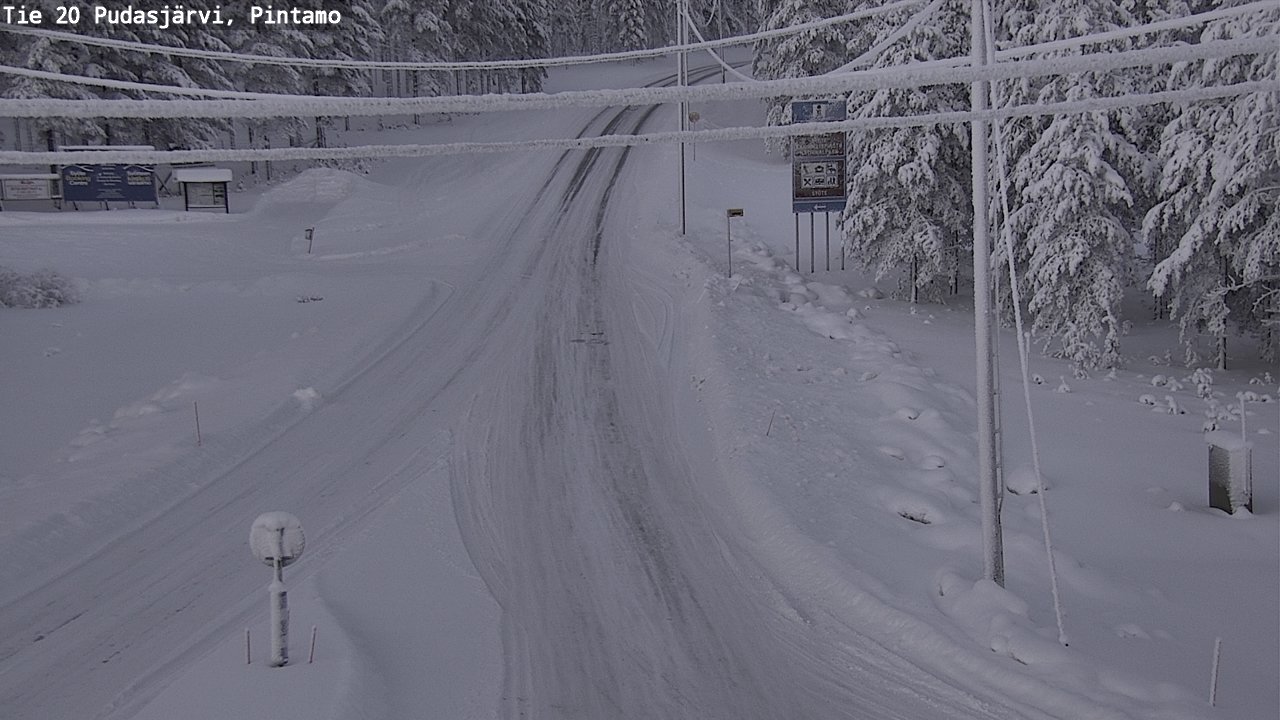 Weather Camera Image Road 20 Pudasjärvi, Pintamo, Pudasjärvi, Pohjois-Pohjanmaa