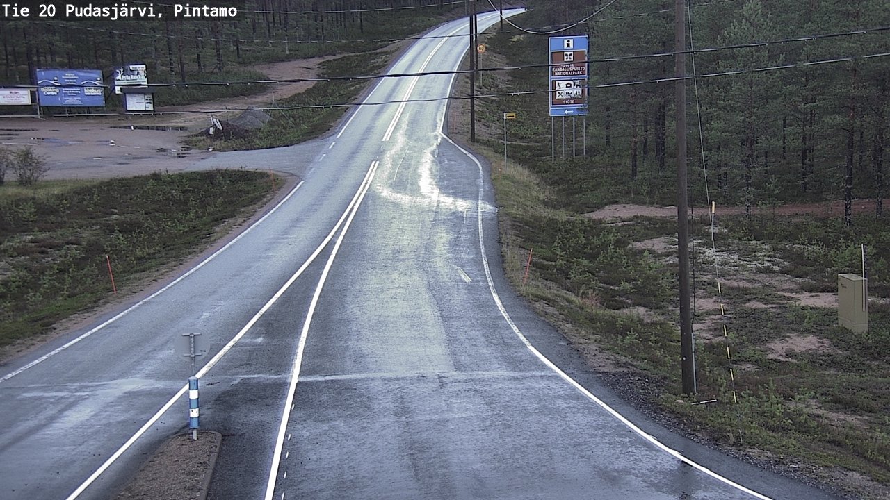Weather Camera Image Road 20 Pudasjärvi, Pintamo, Pudasjärvi, Pohjois-Pohjanmaa