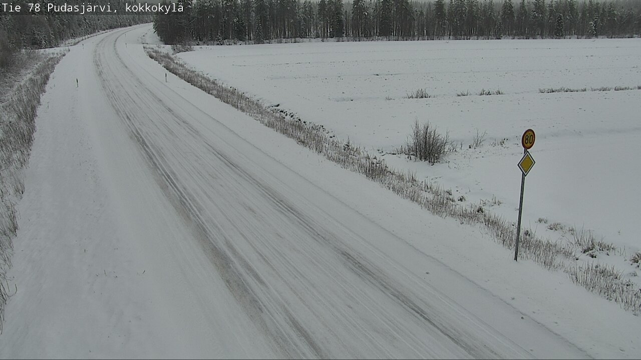 Weather Camera Image Väg 78 Pudasjärvi, Kokkokylä, Pudasjärvi, Pohjois-Pohjanmaa