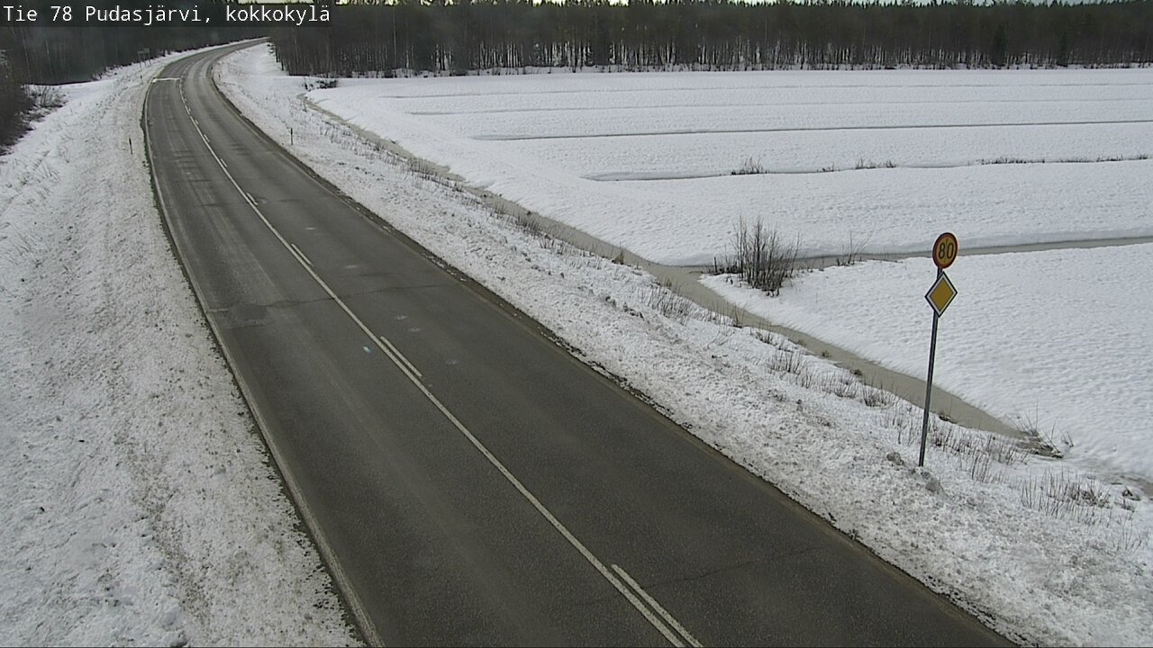 Weather Camera Image Väg 78 Pudasjärvi, Kokkokylä, Pudasjärvi, Pohjois-Pohjanmaa