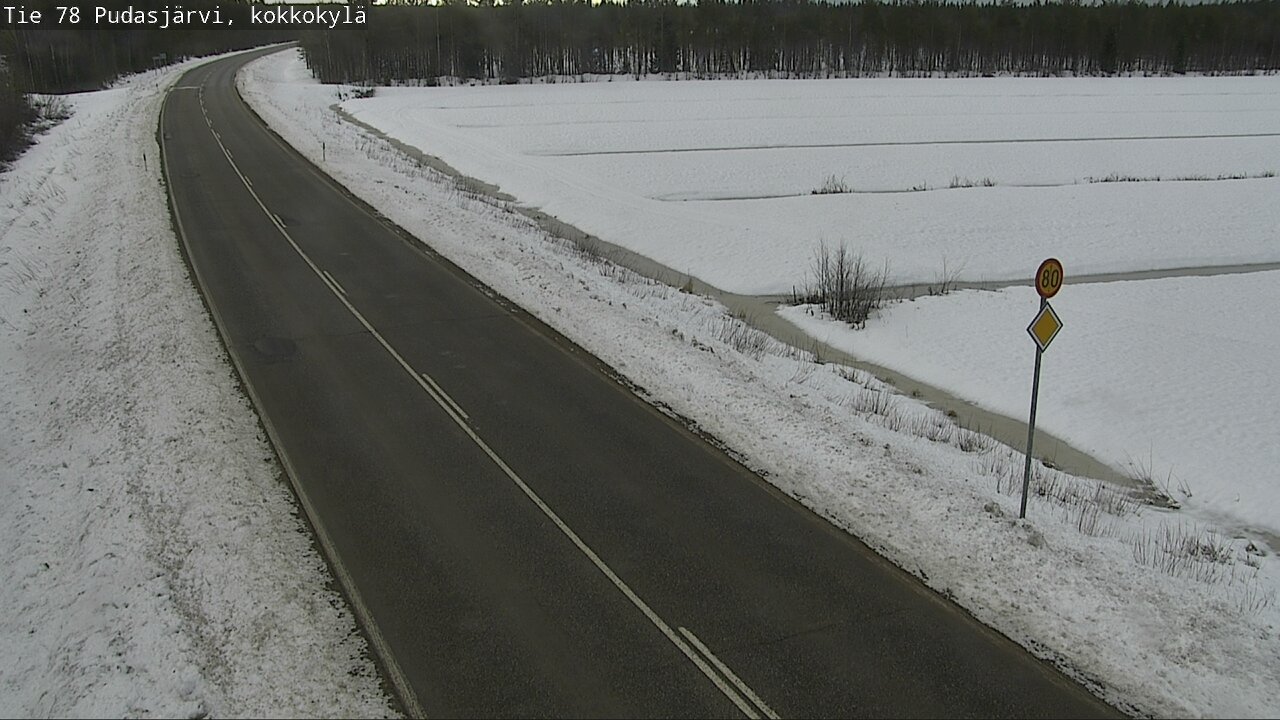 Weather Camera Image Väg 78 Pudasjärvi, Kokkokylä, Pudasjärvi, Pohjois-Pohjanmaa